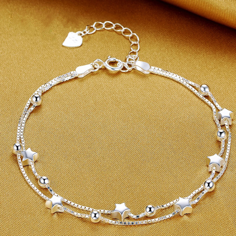 筑梦银韩版简约女款银饰手链