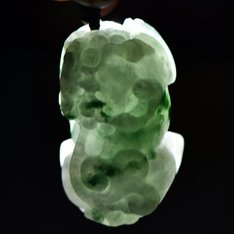 千载一玉 冰底飘蓝花貔貅玉坠