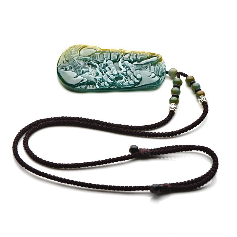 千载一玉翡翠山水吊坠