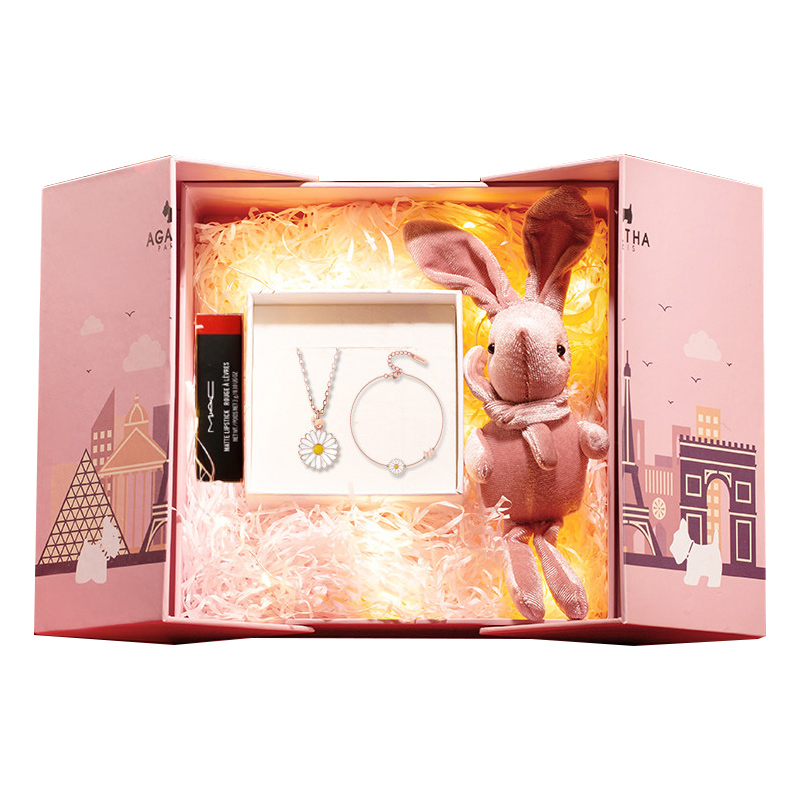 瑷嘉莎925银玫瑰金项链礼盒