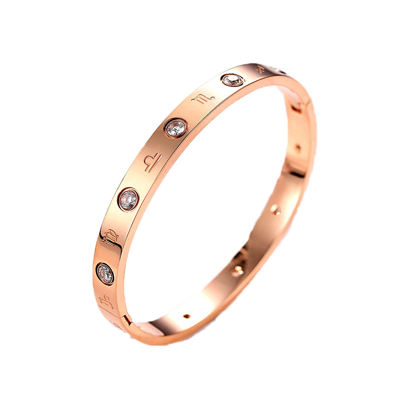 CAROMAY玫瑰金开口手链