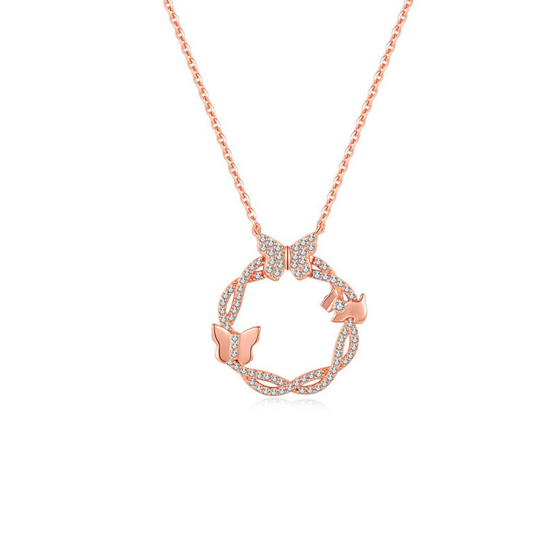 瑷嘉莎 蝴蝶结花环 项链