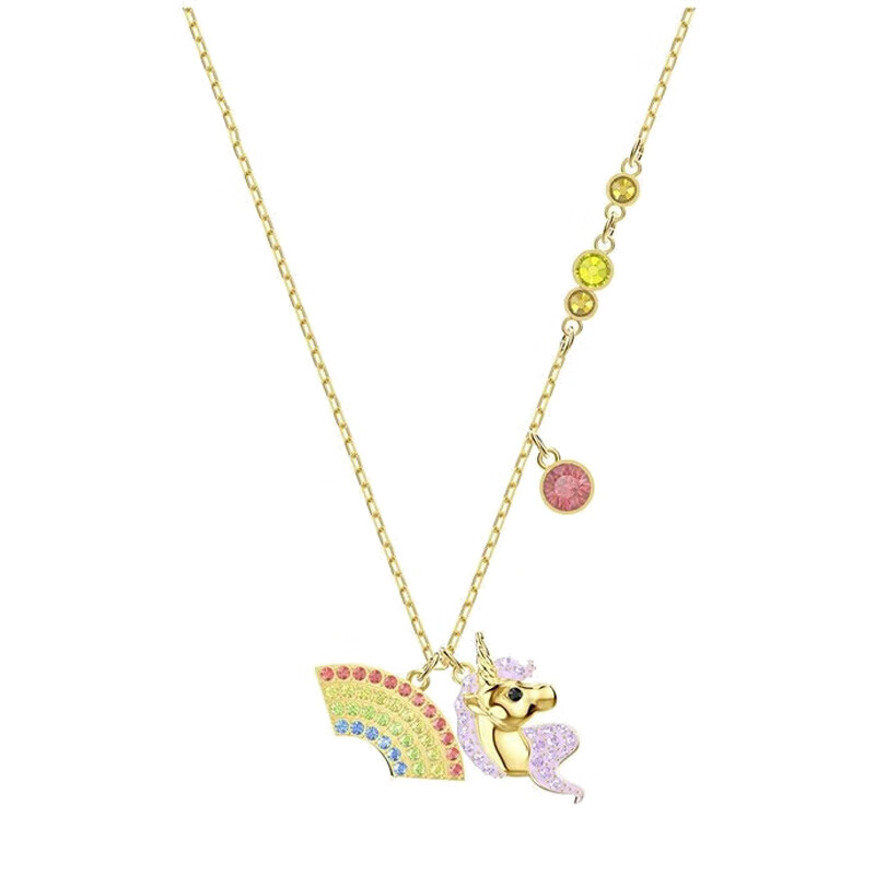 施华洛世奇彩虹下的独角兽项链