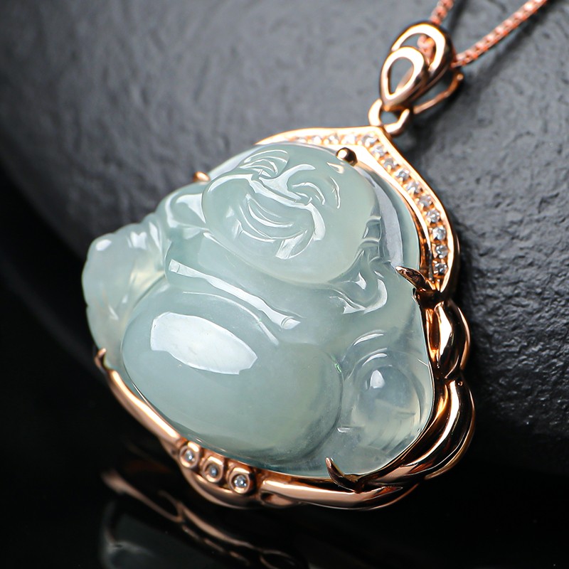 珍唯伊 18k金镶翡翠吊坠