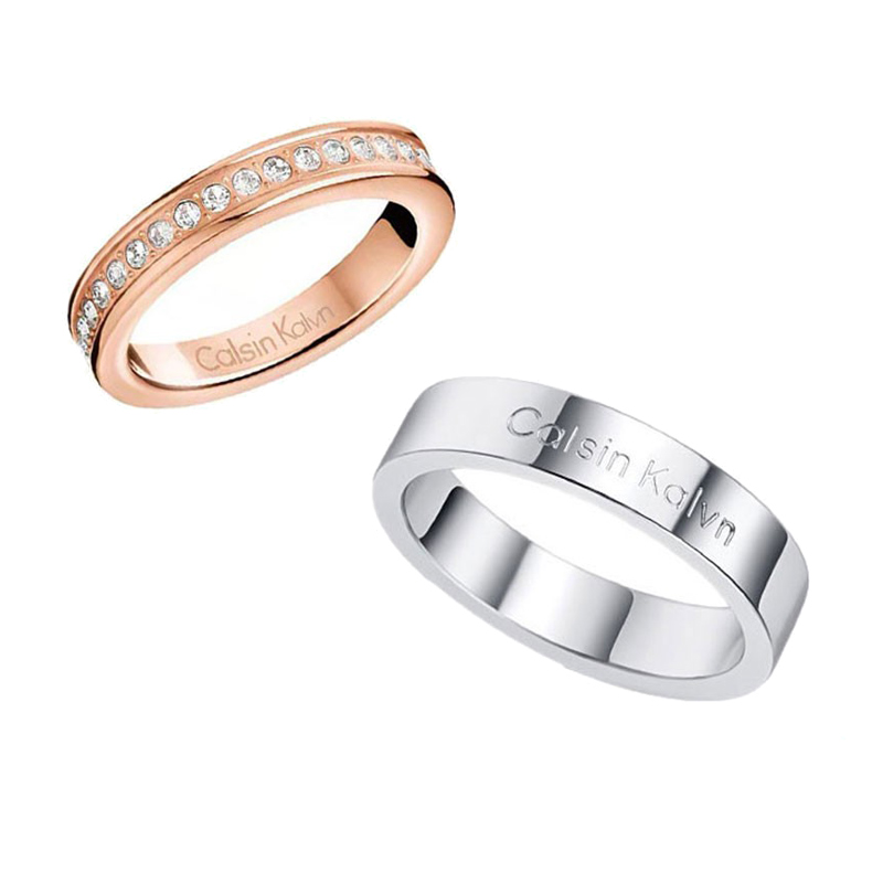 CK 简约镶钻戒指