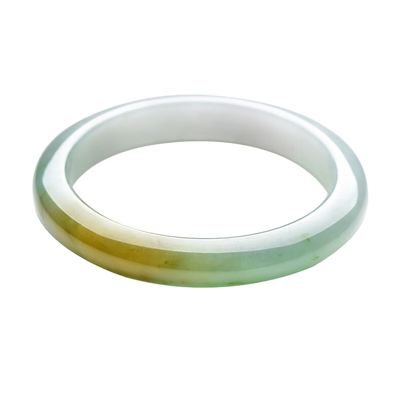 可玉可求 宽条飘黄翡翠手镯