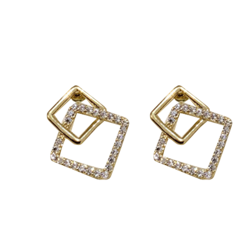 晓色 方形几何耳饰