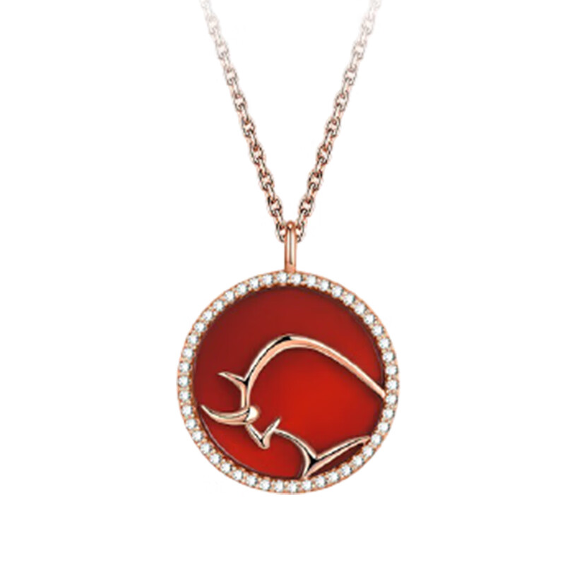 Mymiss 生肖牛红玛瑙项链