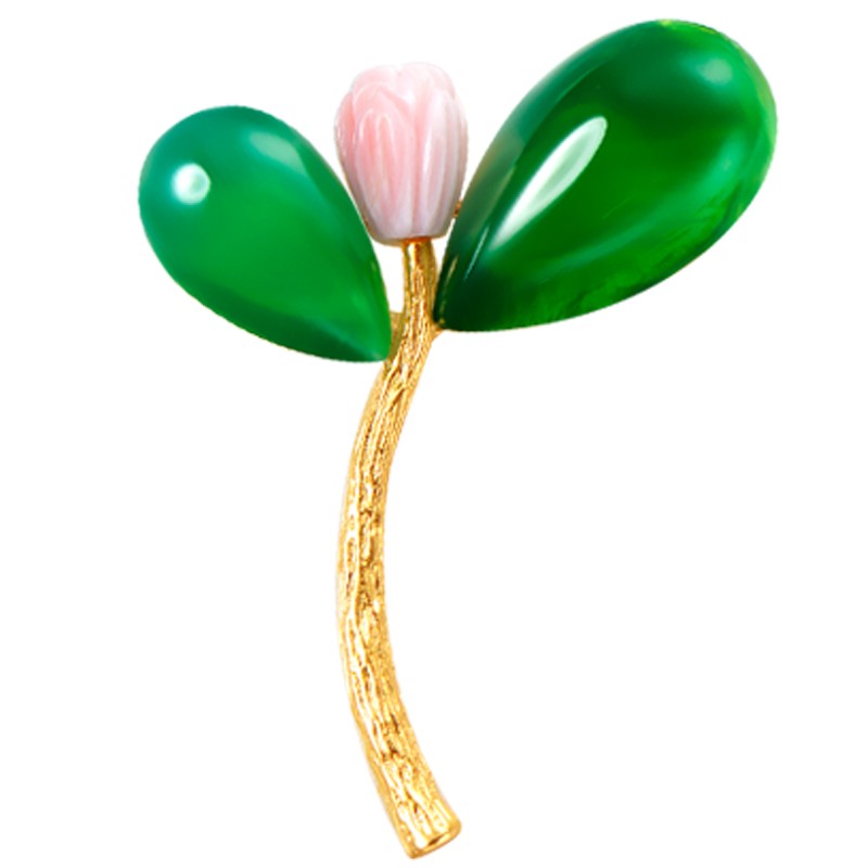 知见文创 玛瑙皇后贝萌芽胸针
