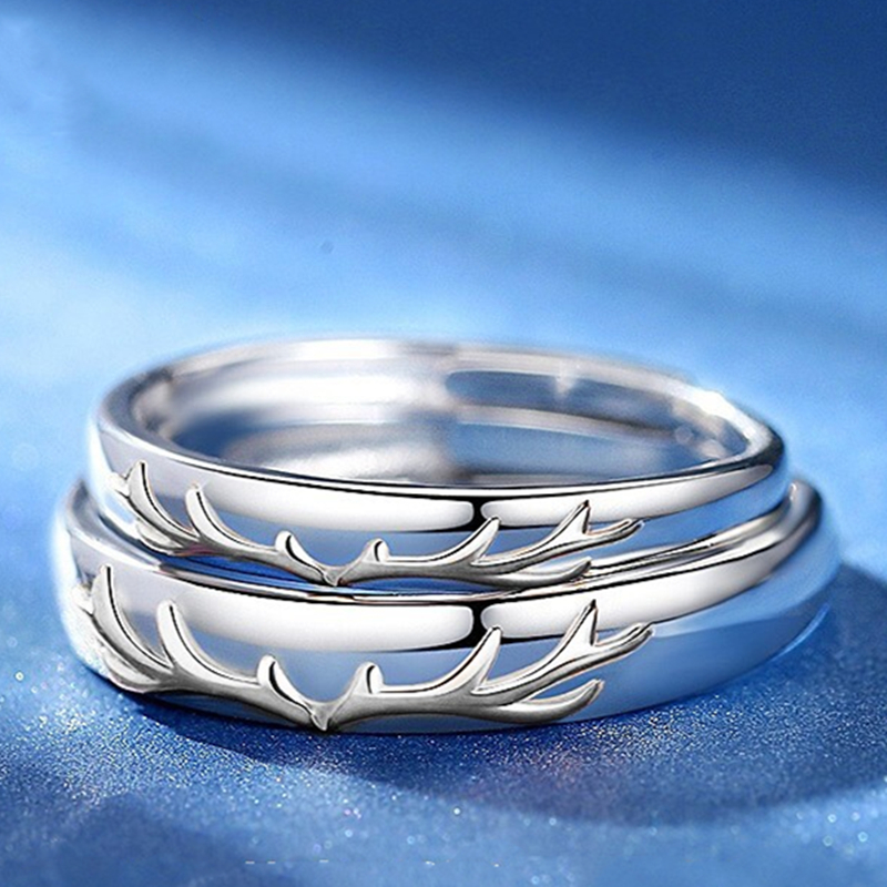 奢蒂立体浮雕银饰情侣对戒