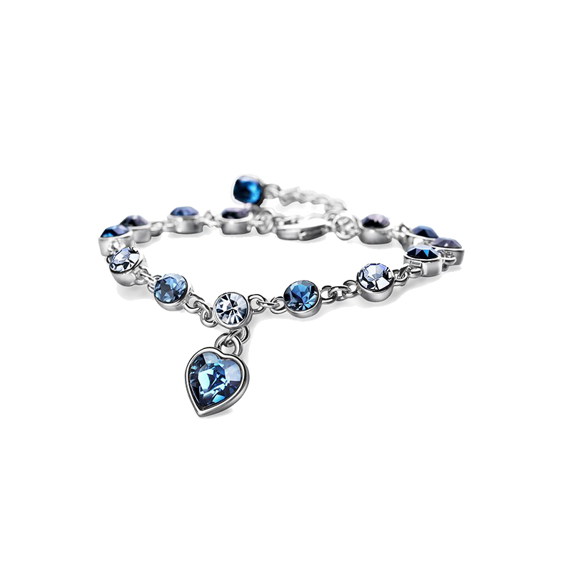 劳拉图 蓝水晶爱心手链