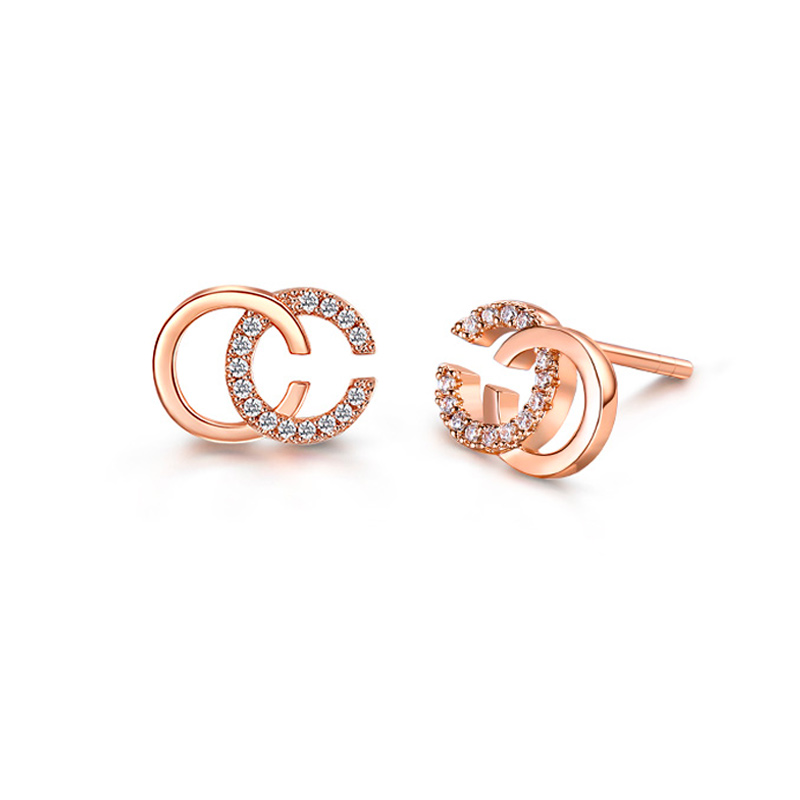 T400气质双C纯银耳钉