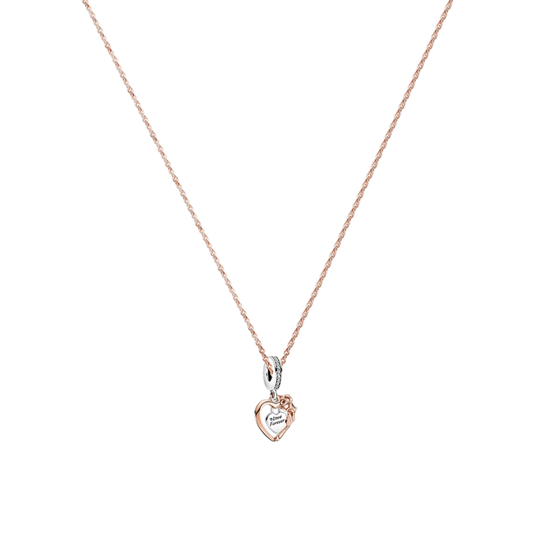 潘多拉 爱心玫瑰花 项链