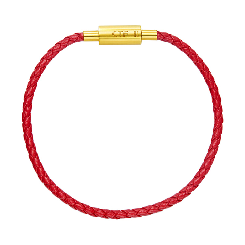 周大福铜扣红绳手链