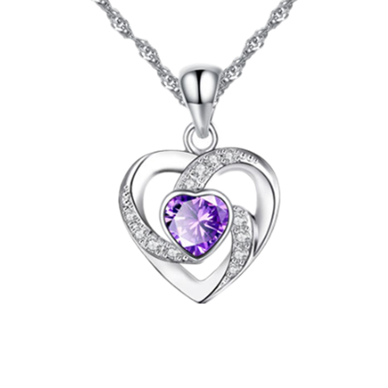 聚福品时尚浪漫紫银饰项链