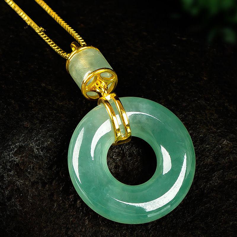 玉萌色 金镶玉 翡翠吊坠