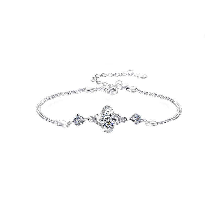 建禄 莫桑钻四叶草 手链