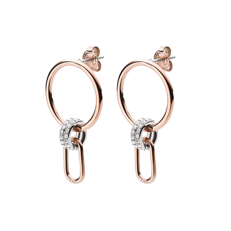 阿玛尼 轻奢玫瑰金圆环耳饰