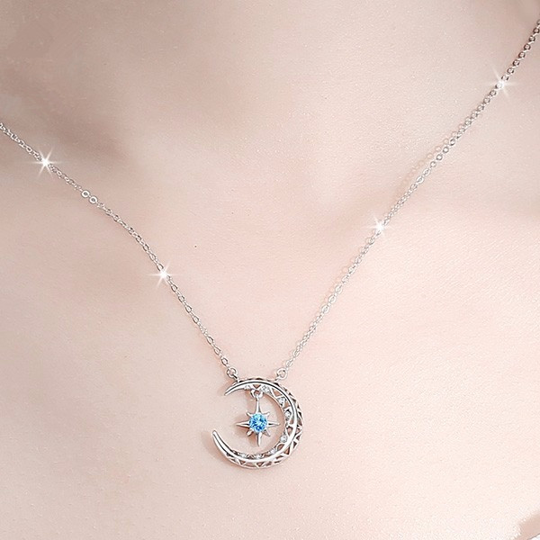 圣雅罗 星月纯银项链