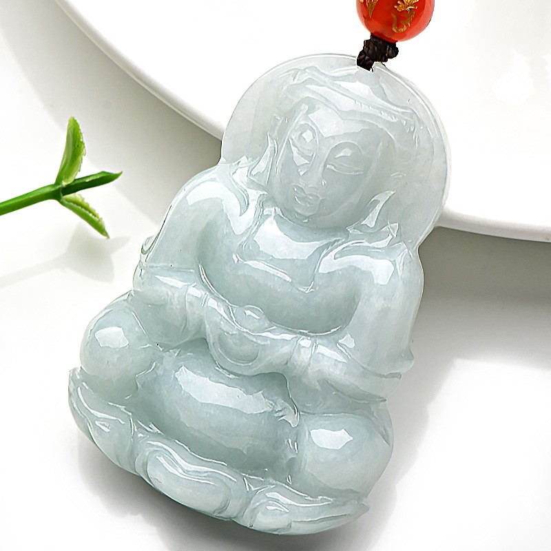 千载一玉 淡绿观音翡翠吊坠