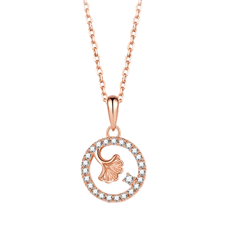 T400 银杏叶锆石锁骨链