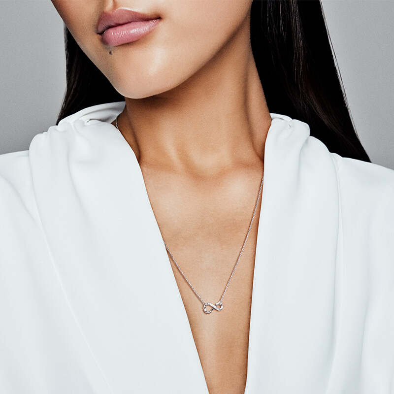 潘多拉闪亮永恒符号时尚锁骨链