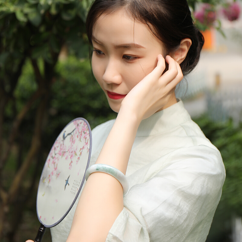净心石 飘花 翡翠手镯