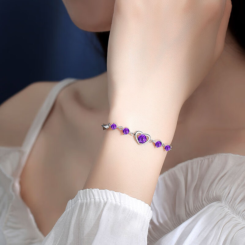 建禄紫水晶纯银手链