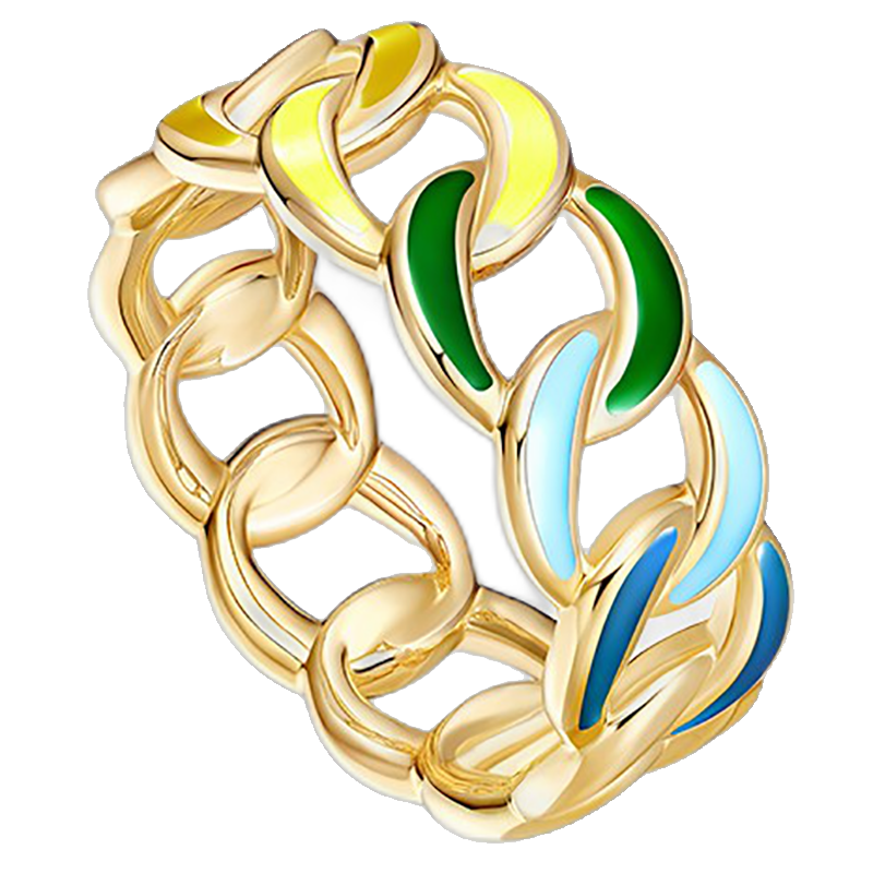 何方珠宝 彩虹链条戒指