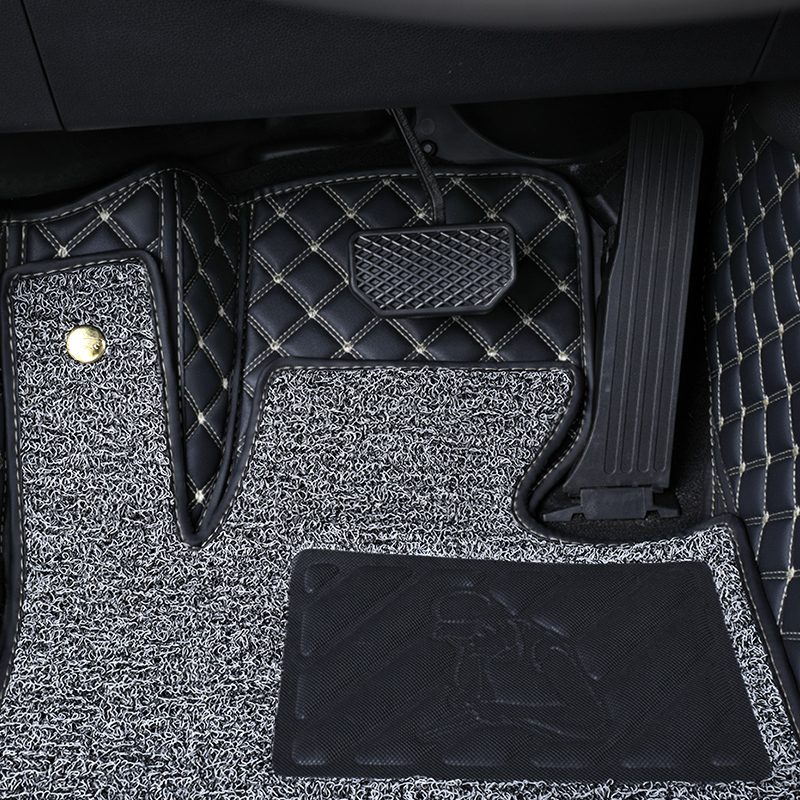 凌航双层黑米黑灰丝圈汽车脚垫