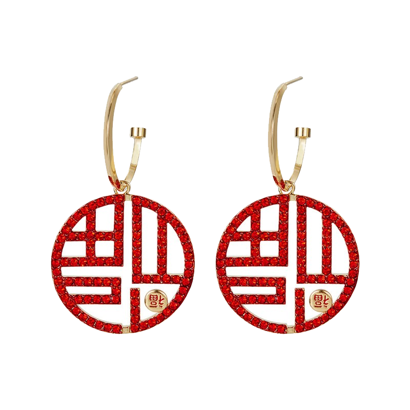 CAROMAY 福字 耳饰