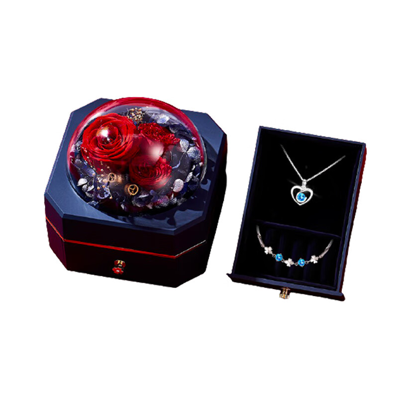 缔晶 四叶草项链永生花礼盒