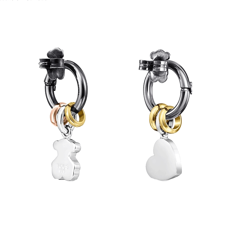 桃丝熊 小熊爱心耳饰