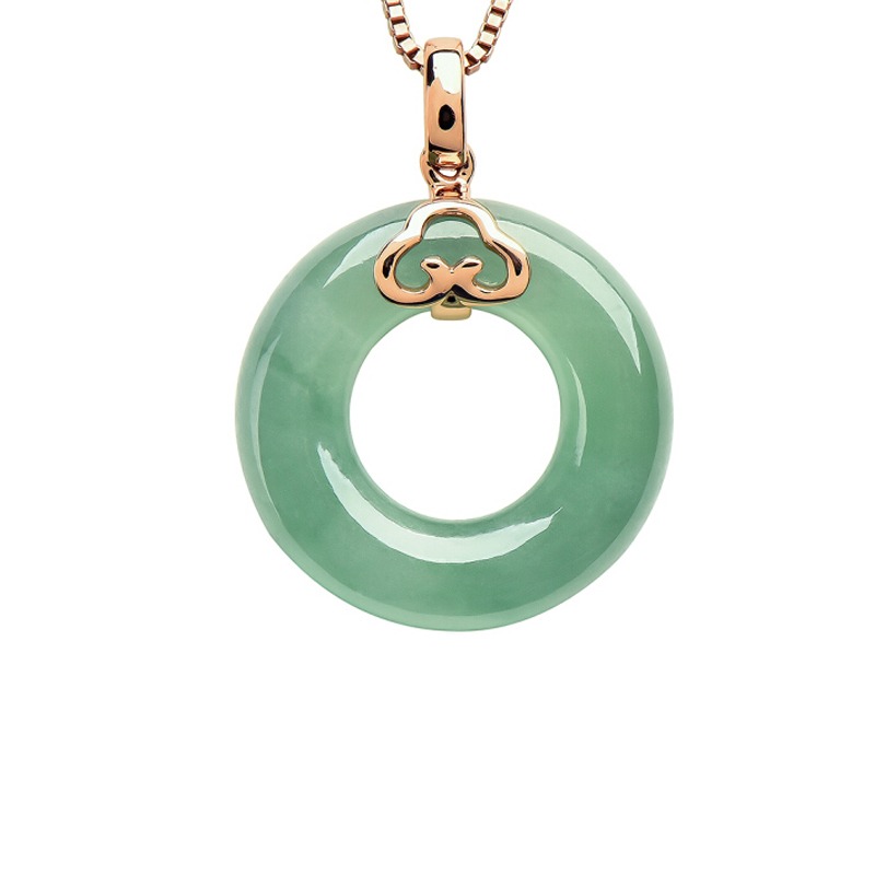 绿翠玉楼 饱满水润 平安扣吊坠