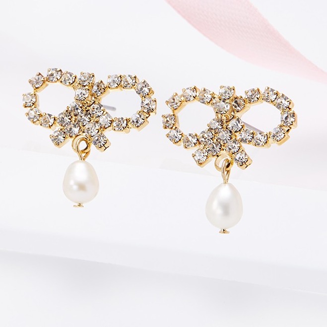 瑪汀薇思 蝴蝶结水晶耳环