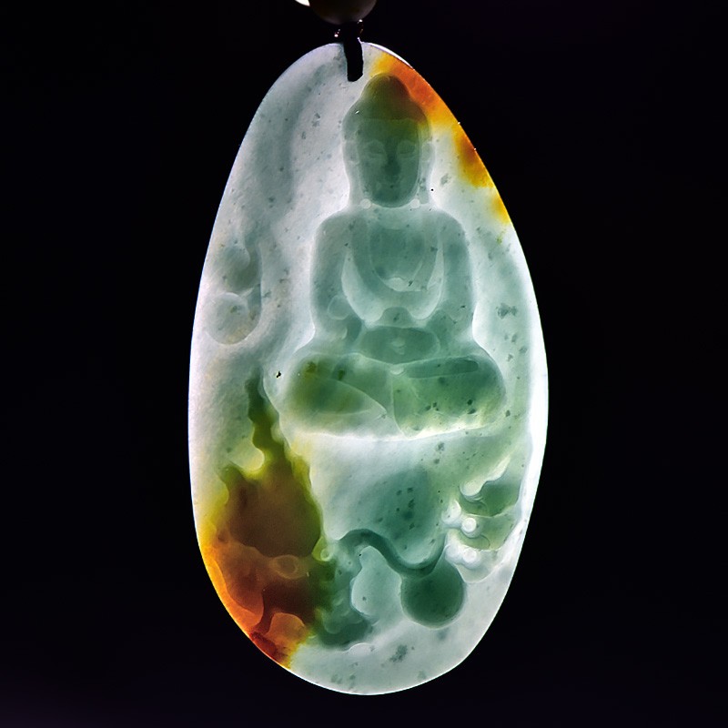 可玉可求 蓝水飘黄翡翠吊坠