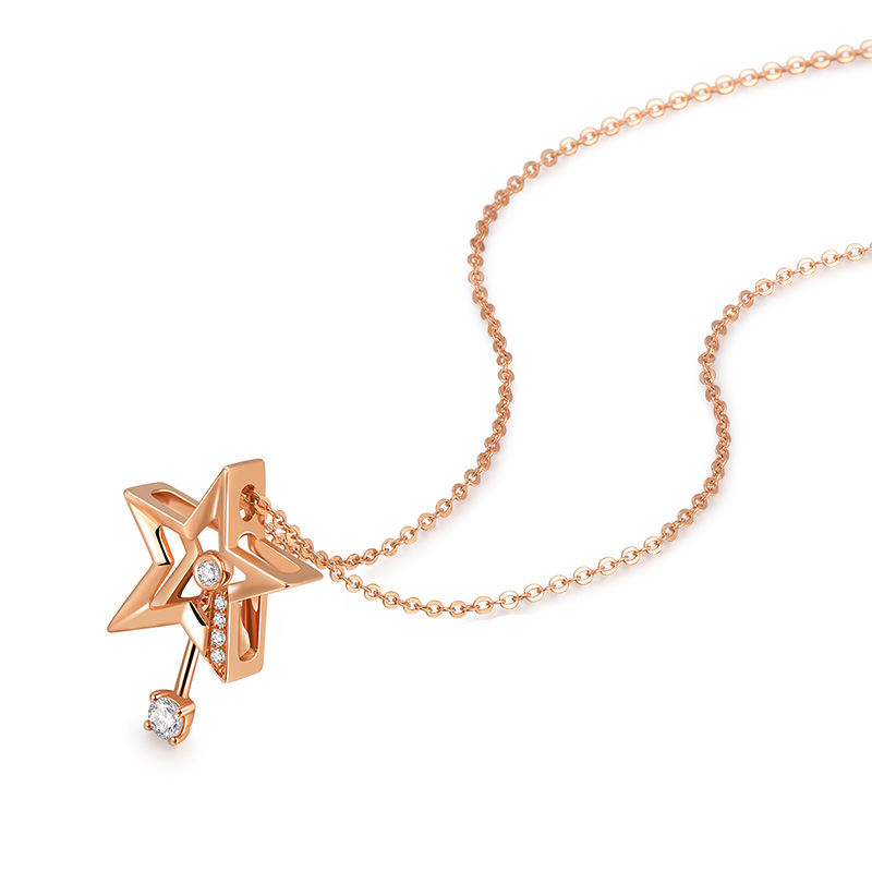莱绅通灵立体星星项链