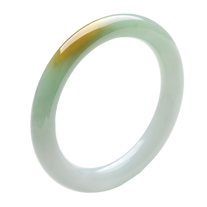 可玉可求 冰底飘黄翡翠手镯