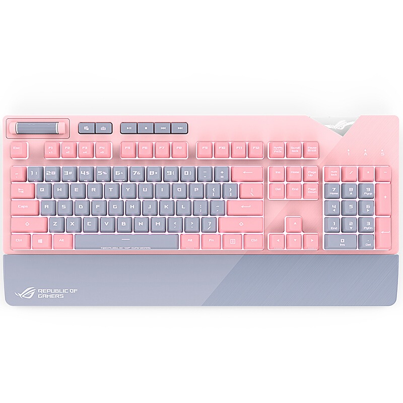 ROG耀光樱花粉机械键盘，1000元左右送女朋友游戏礼物