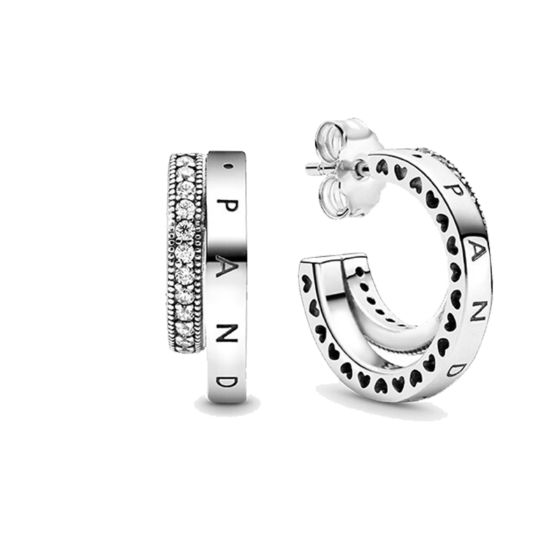 潘多拉 密镶双环耳环