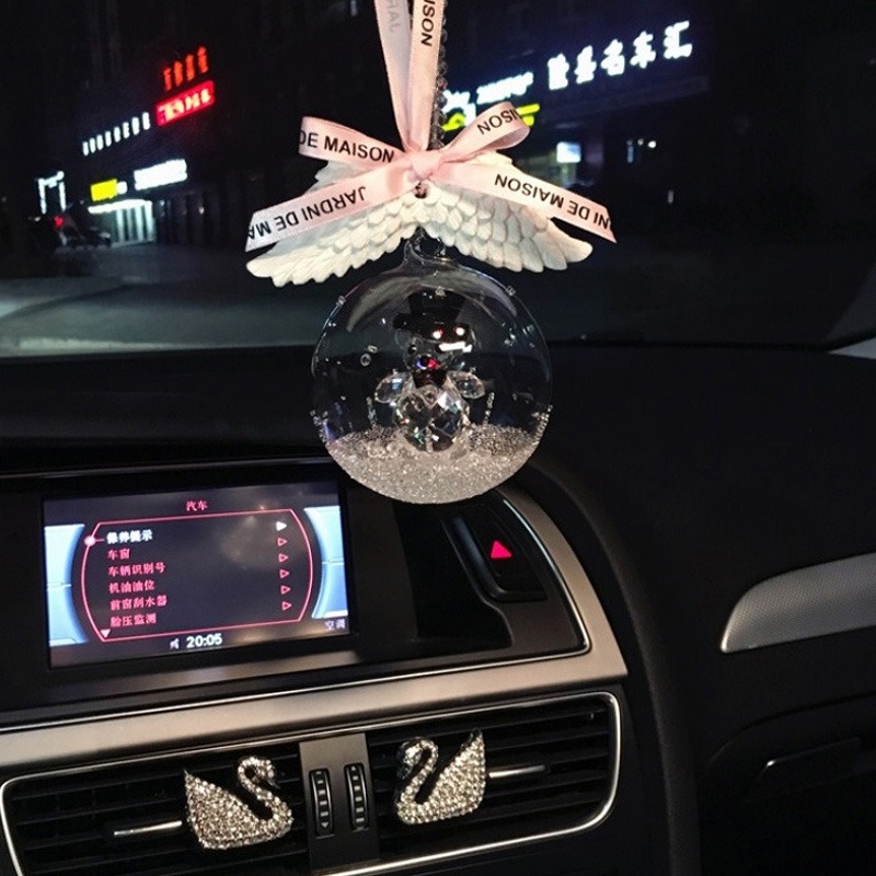 映红 水晶小熊球汽车挂件