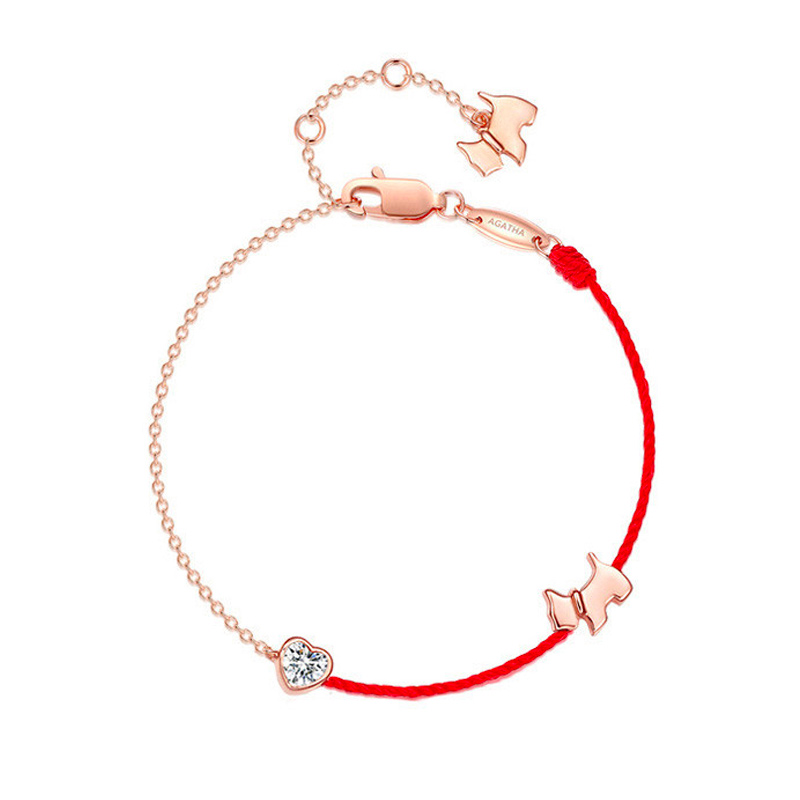 AGATHA 小狗红绳手链