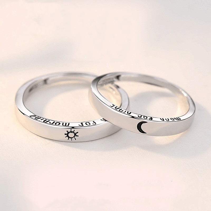 妮洛雅优雅别致银饰情侣对戒