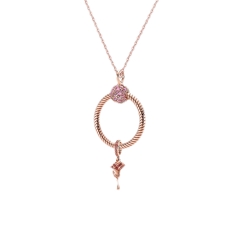 潘多拉密镶玫瑰项链