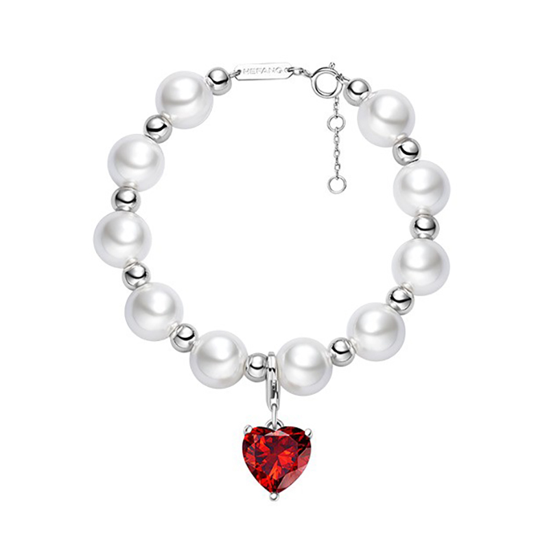 何方珠宝 爱心波波仿珍珠手链
