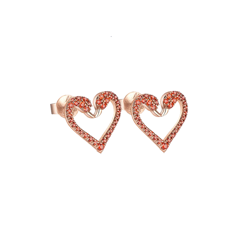 Mymiss玫瑰金爱心耳饰