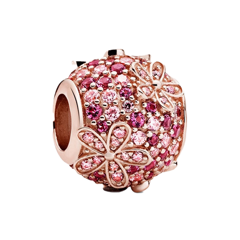 潘多拉DIY玫瑰金色雏菊串珠