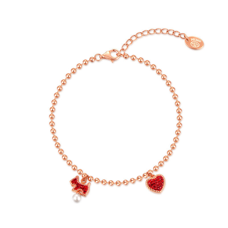 瑷嘉莎 爱心小狗珠珠手链