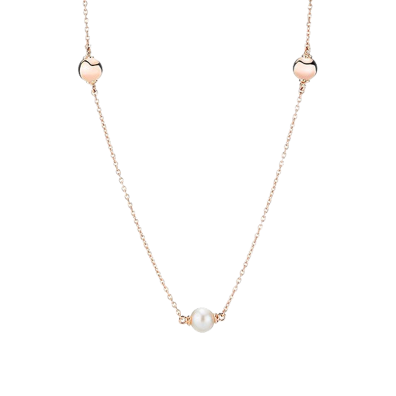 潘多拉玫瑰金色现代珍珠项链
