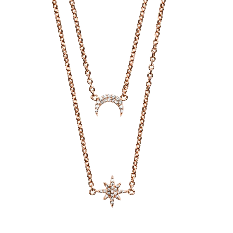 阿玛尼 镶钻星月项链